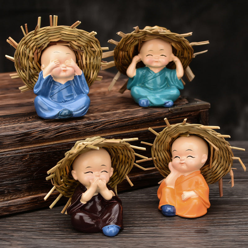 Polyresin Baby Mütze Mönch Buddha Idole (4 Stück)
