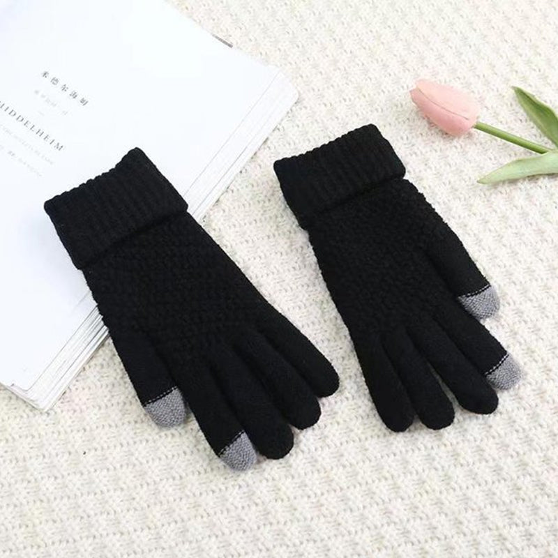 Milduall Strickhandschuhe Bildschirmberührbare Verdickte Winterhandschuhe