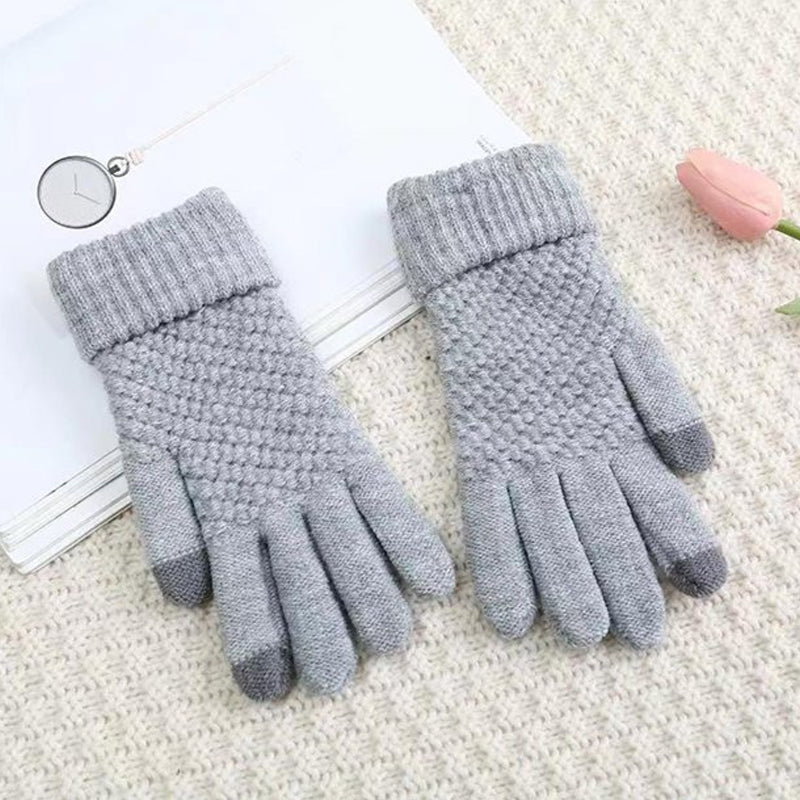 Milduall Strickhandschuhe Bildschirmberührbare Verdickte Winterhandschuhe