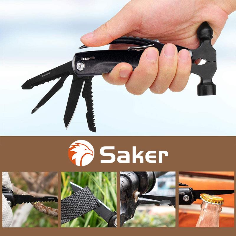 Saker Multifunktionales 12-in-1-Mini-Hammer-Campingausrüstungs-Überlebenswerkzeug