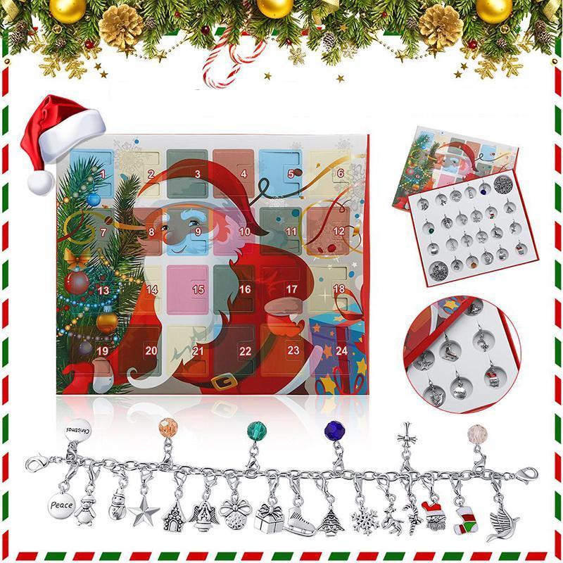 (🎅Vorzeitiger Weihnachtsverkauf - 50% RABATT🎅)24 Tage Blindbox Weihnachten DIY Armband Kalender Geschenkbox Set