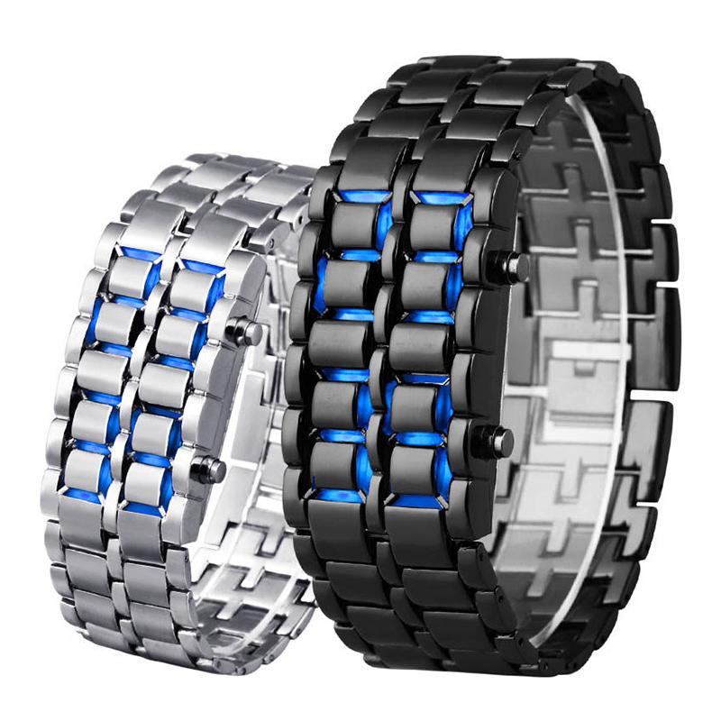 Nettjade™ Herren Lava LED Digitale Edelstahl Armbanduhr