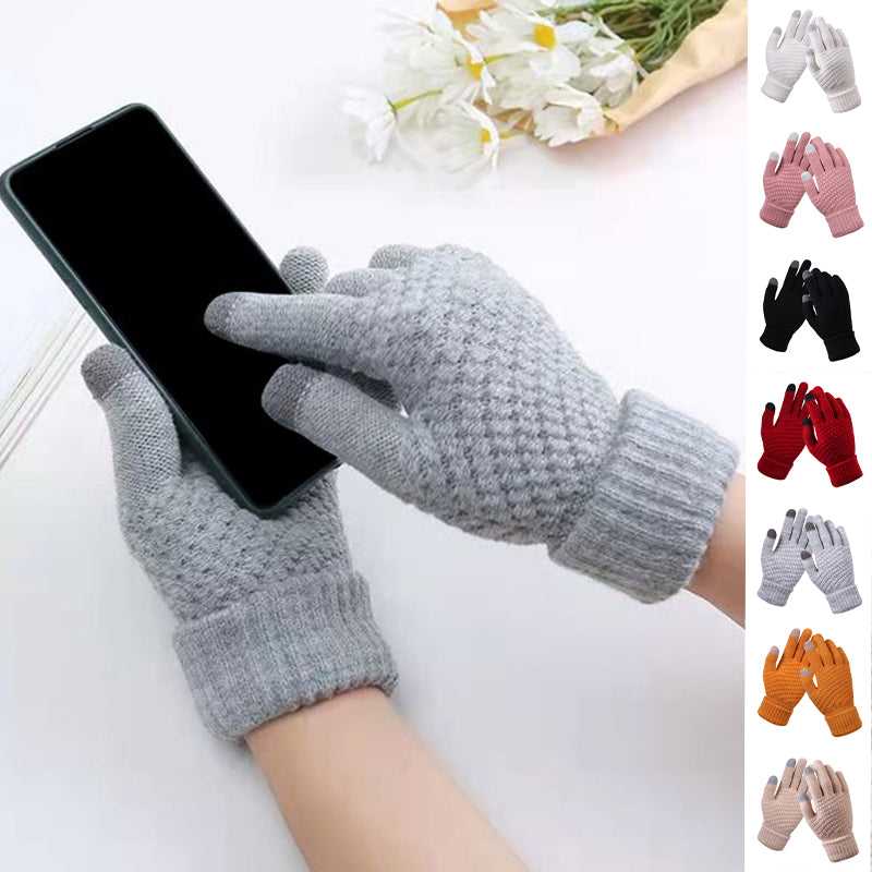 Milduall Strickhandschuhe Bildschirmberührbare Verdickte Winterhandschuhe