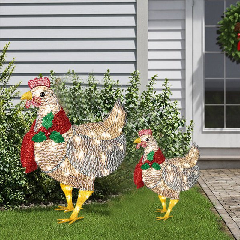 Nettjade™  Weihnachtsdekoration>>Leuchtendes Huhn mit Schal