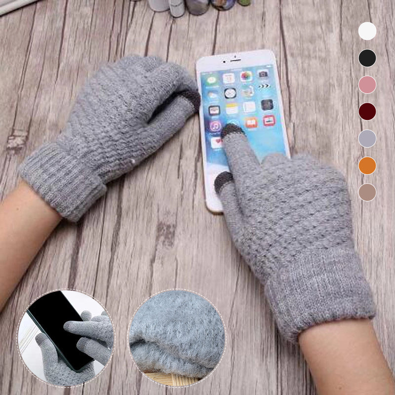 Milduall Strickhandschuhe Bildschirmberührbare Verdickte Winterhandschuhe