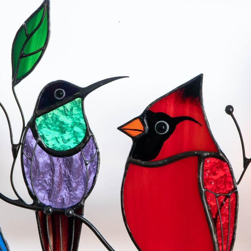 Nettjade™ Vögel Glasmalerei Fensterbehänge🎁Muttertag Absatzförderung🐦
