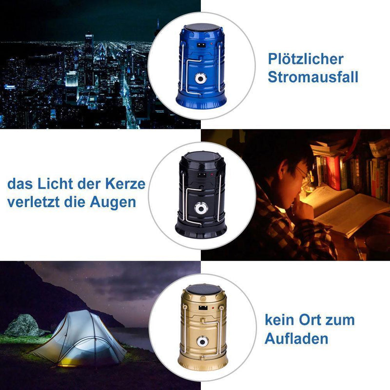 Solar wiederaufladbare LED Laterne für Camping, mit Lithiumbatterie