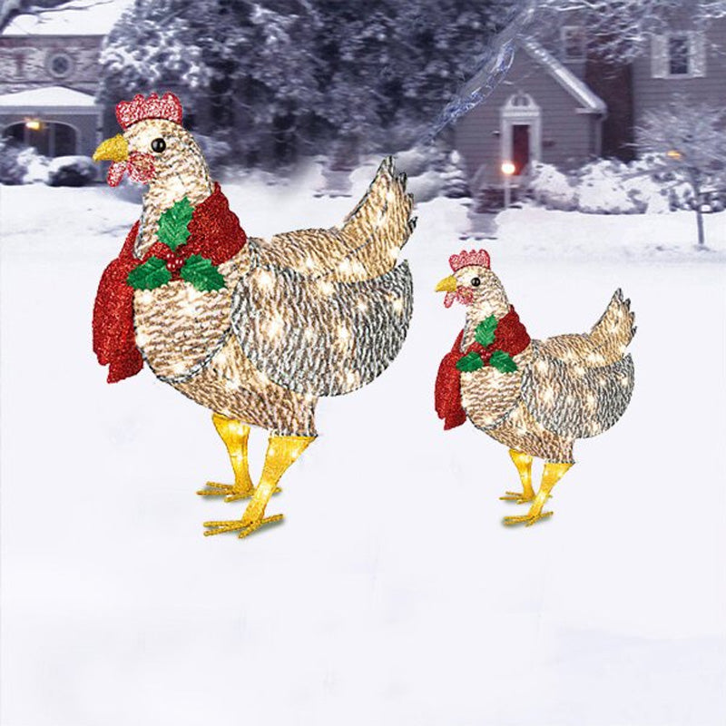 Nettjade™  Weihnachtsdekoration>>Leuchtendes Huhn mit Schal