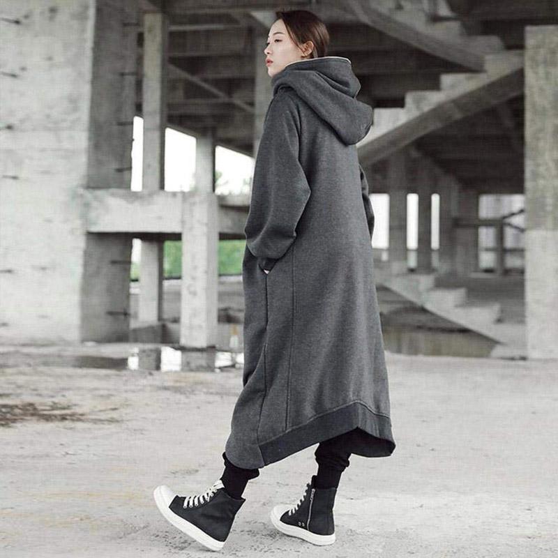 Nettjade™  Unisex Long Sleeve Hooded Long Coat