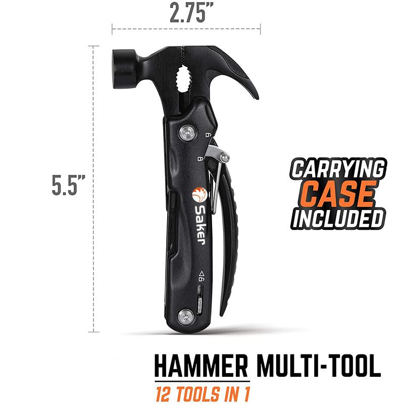 Saker Multifunktionales 12-in-1-Mini-Hammer-Campingausrüstungs-Überlebenswerkzeug