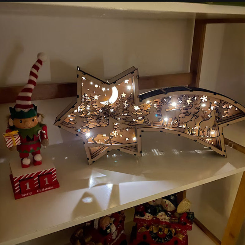 LED-Weihnachtssternbeleuchtung aus Holz