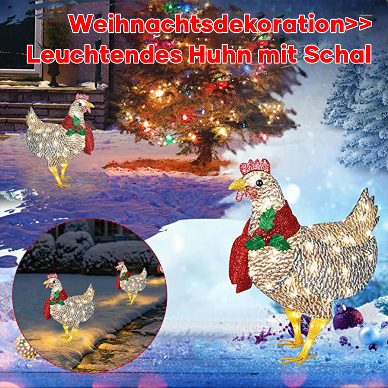 Nettjade™  Weihnachtsdekoration>>Leuchtendes Huhn mit Schal