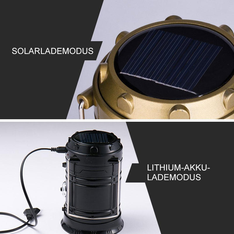 Solar wiederaufladbare LED Laterne für Camping, mit Lithiumbatterie