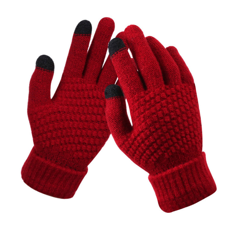 Milduall Strickhandschuhe Bildschirmberührbare Verdickte Winterhandschuhe