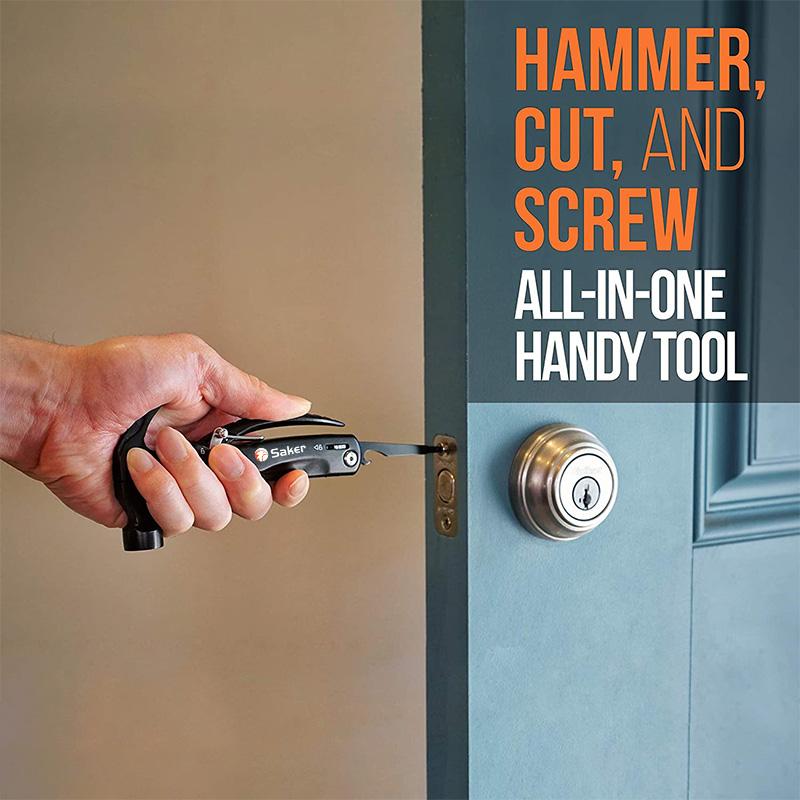 Saker Multifunktionales 12-in-1-Mini-Hammer-Campingausrüstungs-Überlebenswerkzeug