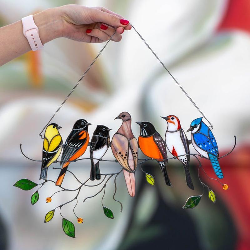 Nettjade™ Vögel Glasmalerei Fensterbehänge🎁Muttertag Absatzförderung🐦