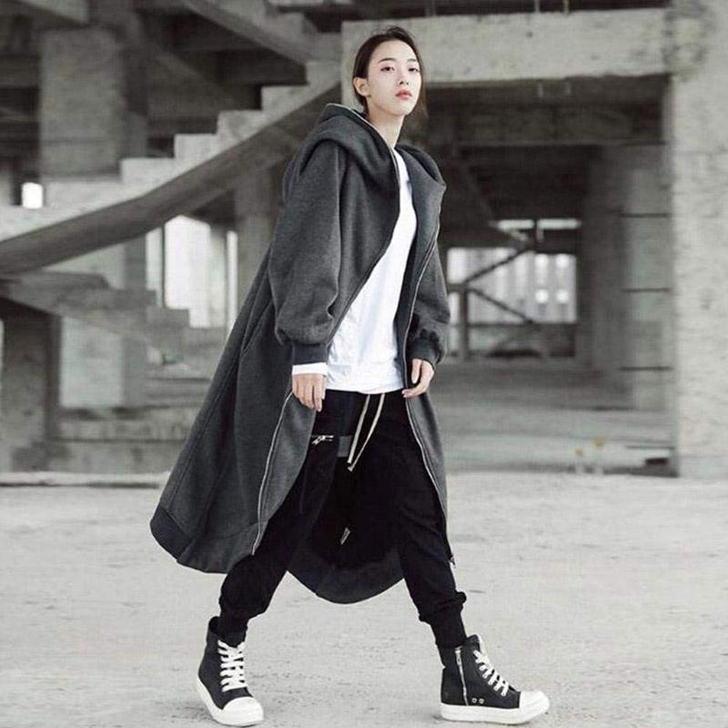 Nettjade™  Unisex Long Sleeve Hooded Long Coat