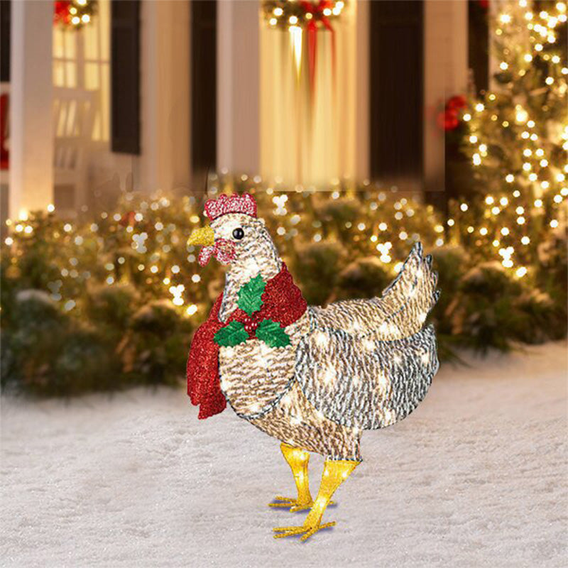 Nettjade™  Weihnachtsdekoration>>Leuchtendes Huhn mit Schal