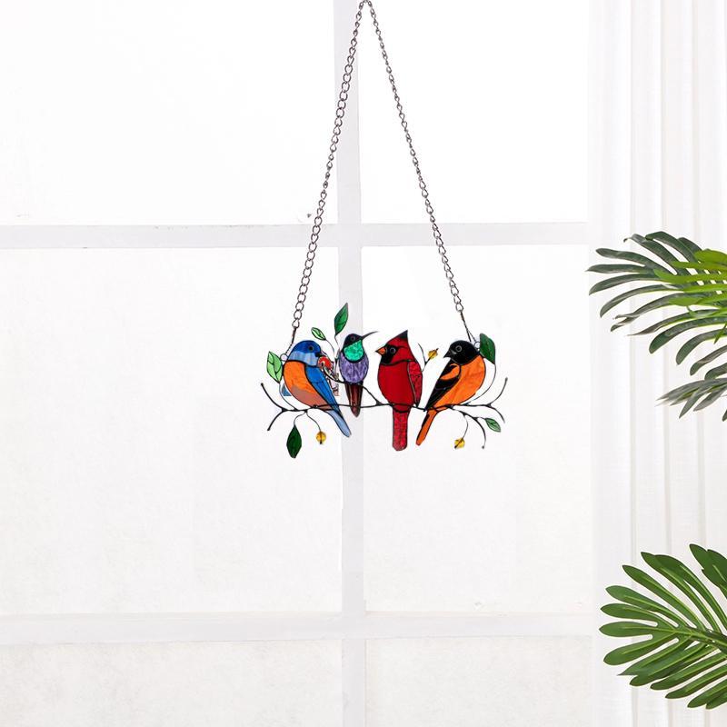 Nettjade™ Vögel Glasmalerei Fensterbehänge🎁Muttertag Absatzförderung🐦