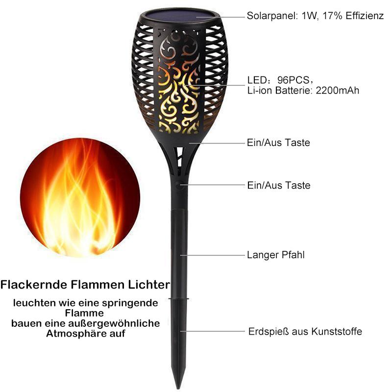 Nettjade™LED-Solar Fackellicht Flammenlampe mit Erdspieß